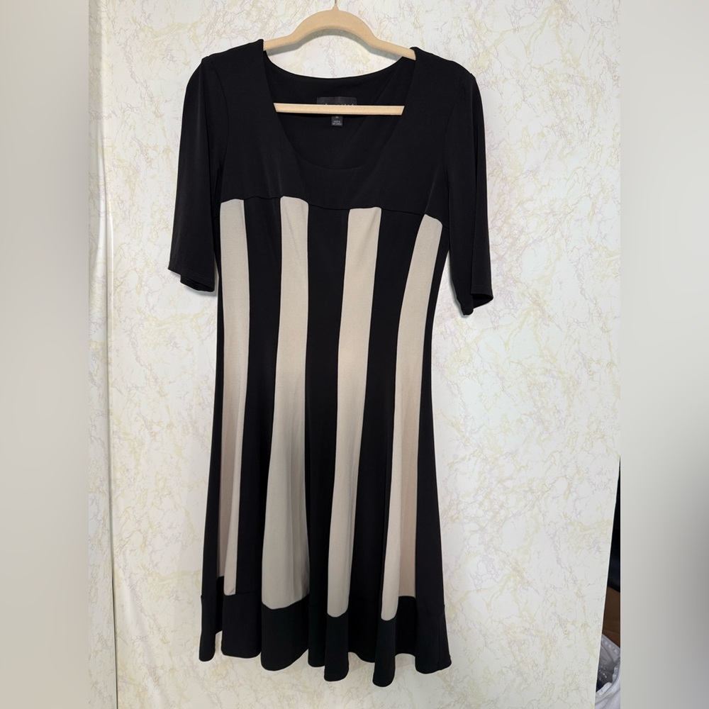 Connected Apparel Black and Cream Mini Dress